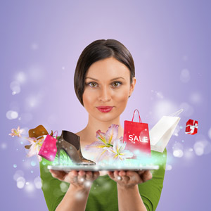 Women holding shoes and bags